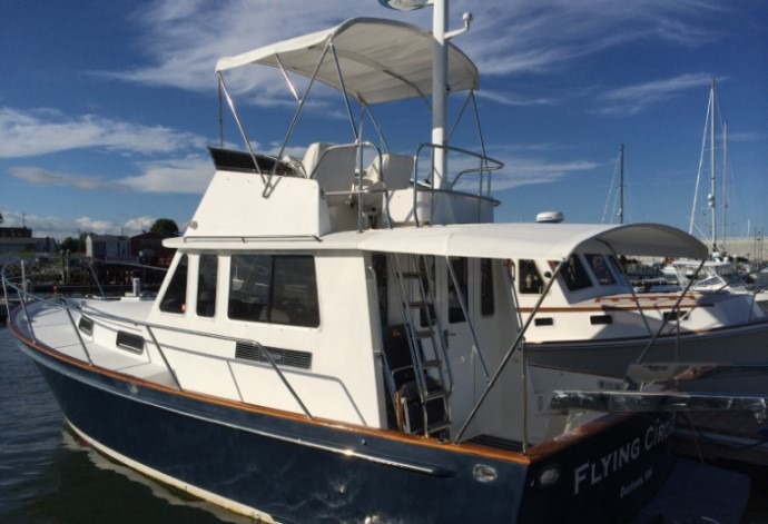 Bimini top on fly bridge