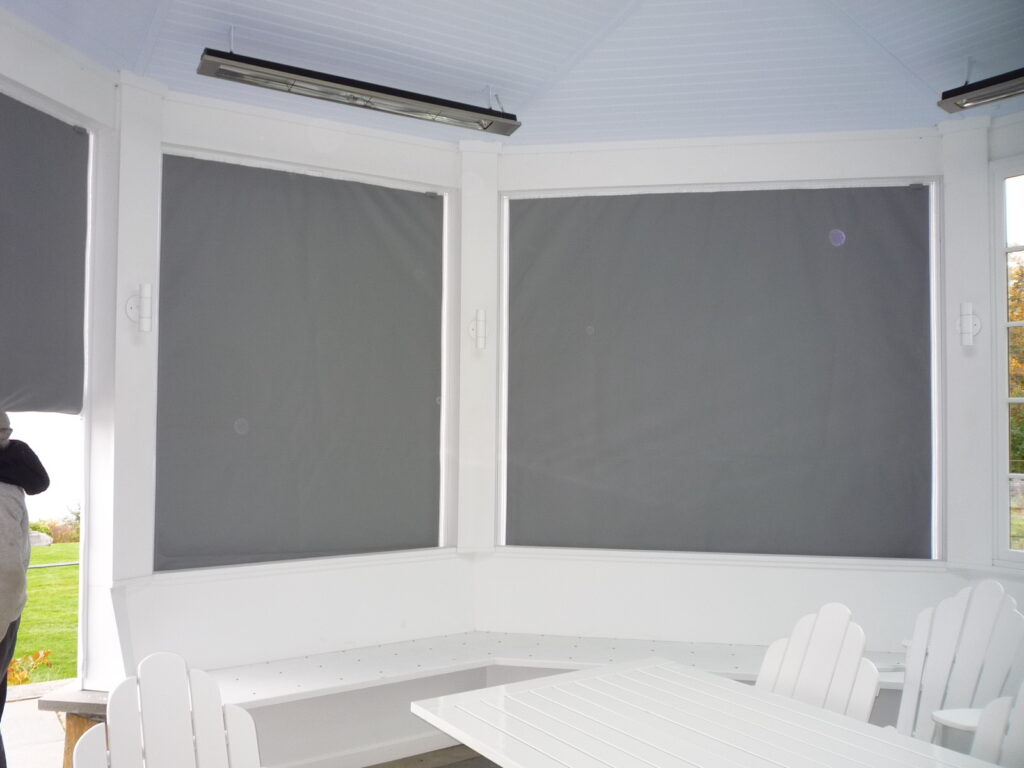 Three season room from indoors with Gemini Marine Canvas Winter panels in place.